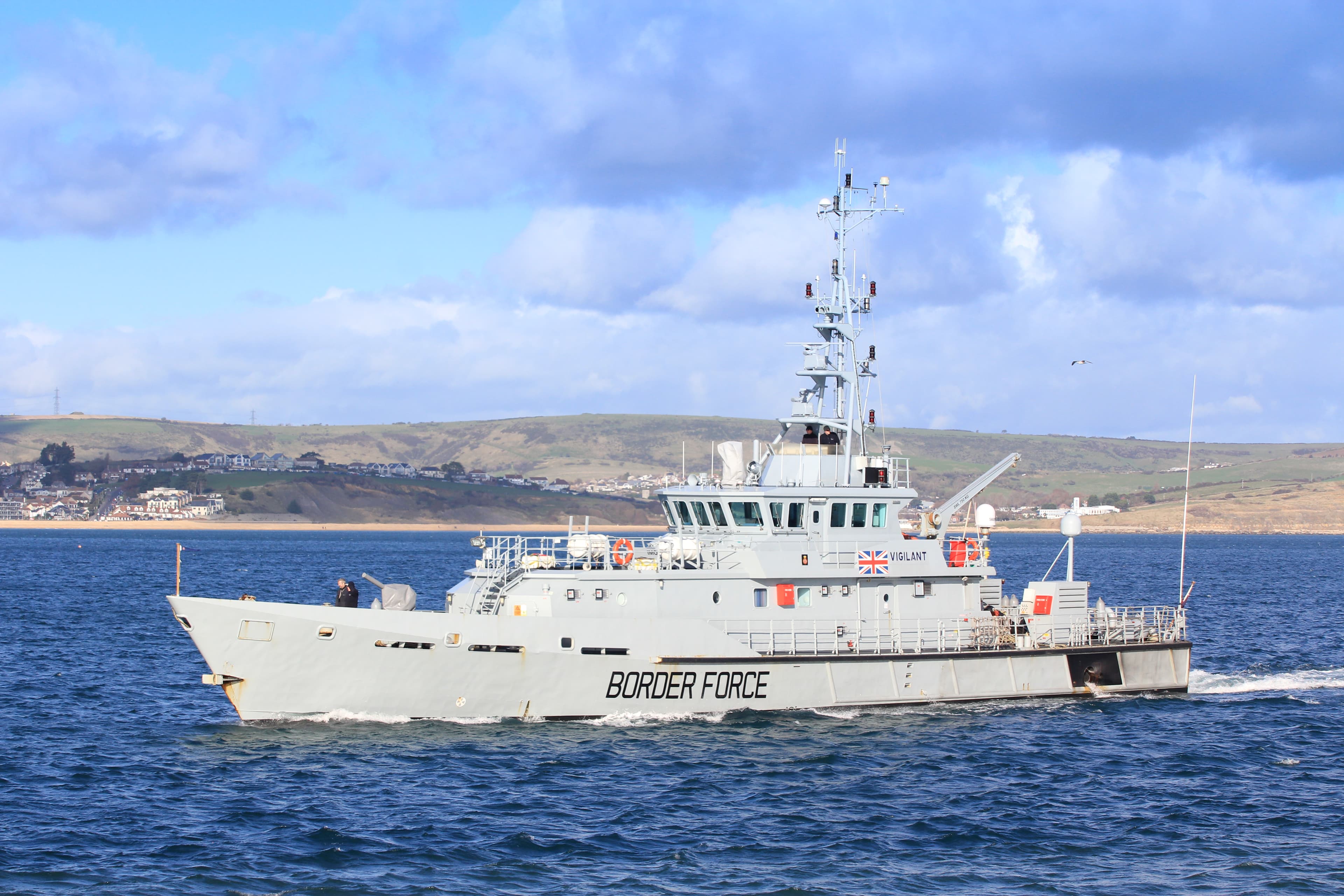 The Border Force cutter Vigilant entering Weymouth