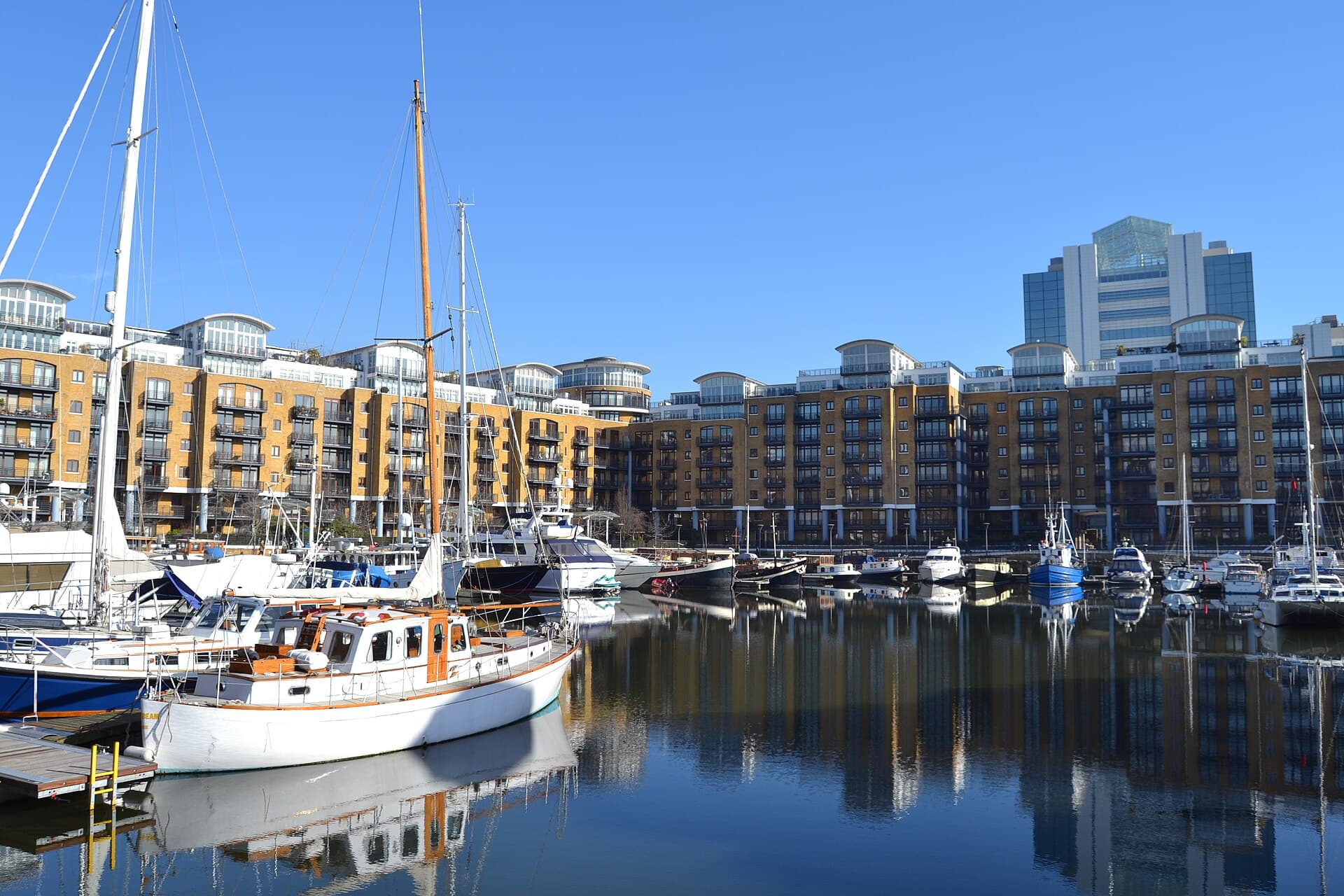 Yachts in St Katharine Docks, London