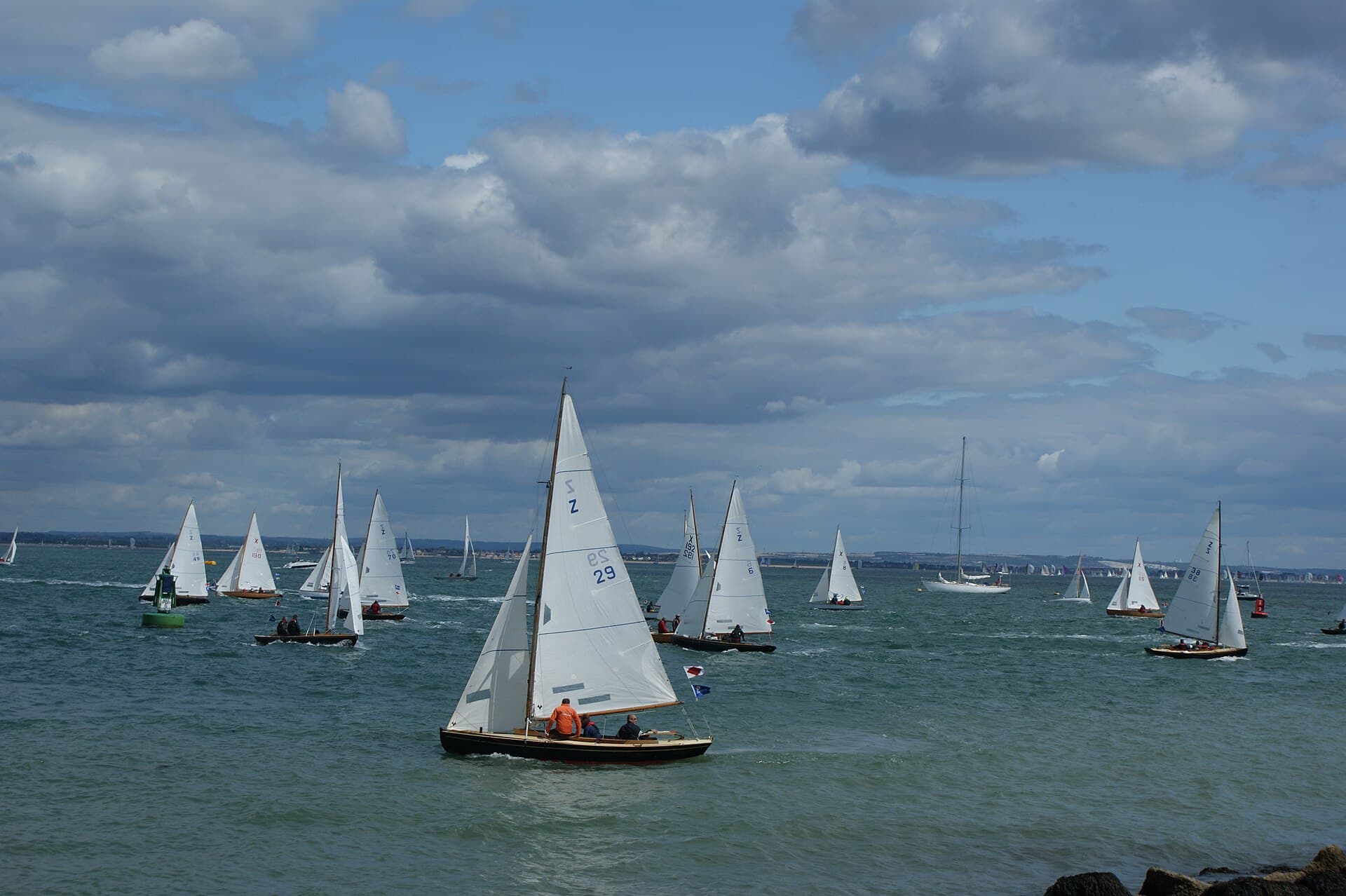 Yachts racing in the Solent during Cowes Week